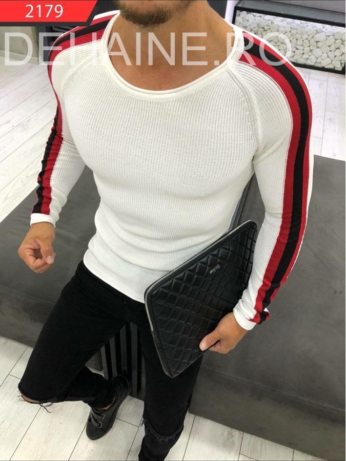 Bluza barbati slim fit alba zr 3529 o1-1